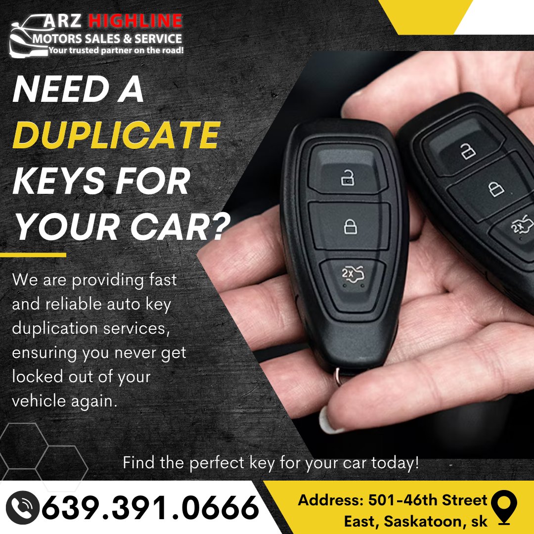ArzMotors's tweet photo. Call us: 639.391.0666 
Address: 501-46th Street East, Saskatoon, sk, Canada
#AutoKeyDuplicationSaskatoon, #DuplicateCarKeys, #SpareKeyssaskatoon, #KeyCutting, #KeyCopy, #KeyReplacement, #KeyDuplicationInSaskatoon, #KeyMaking, #CarLocksmith, #KeyReplica,
https://t.co/TIpS5C0lUr https://t.co/JqEA3NWQ6h