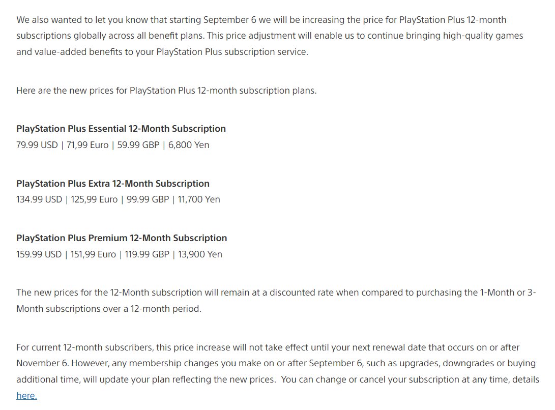 PlayStation Plus 12-month subscriptions are receiving a substantial price  hike