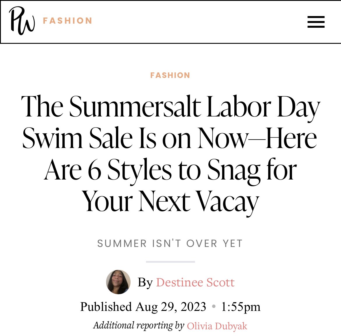 Thank you @PureWow & Destinee Scott for featuring our Labor Day Swim Sale in your recent article ☀️ Read more: purewow.com/fashion/summer…