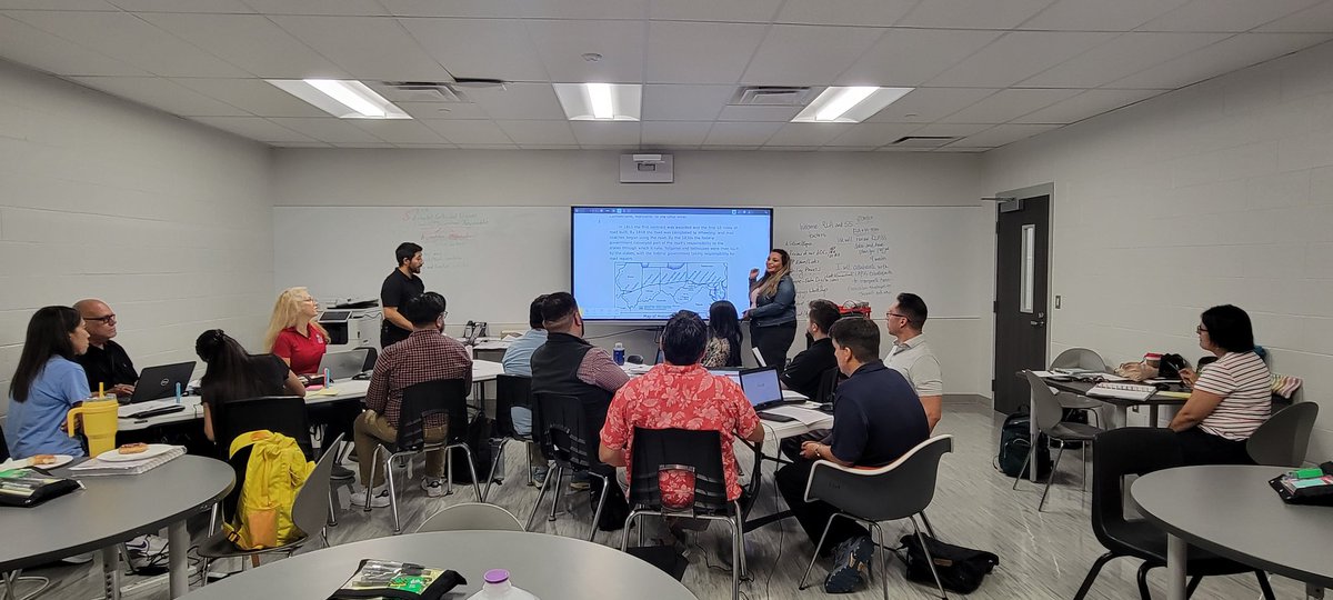 RLA and Social Studies merging of the minds! Power planning with Dept Team Leads to strategize how we can improve reading and writing for our Bulldogs 🐾 <a href="/Socorro_HS1/">Ignacio Estorga, Ed.D</a> <a href="/EOlivas_SHS/">Ms. Olivas</a> <a href="/KBaxter_CI/">Dr. Kim Baxter</a>