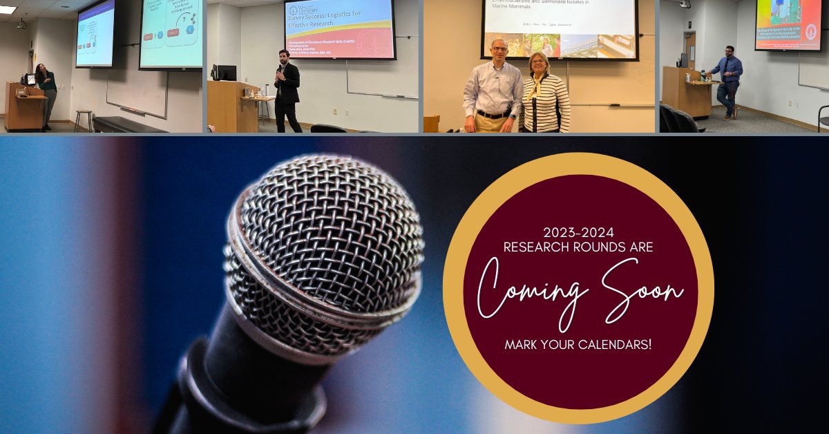 WesternU CVM OFR's new Research Rounds Series starts soon! Innovative, diverse topics &amp; speakers, &amp; Q&amp;A sessions! Open to WesternU faculty, staff, students (except Fall/Spring Reports). Connect, learn, expand! Free lunch for 1st 30 attendees!

Schedule: westernu.edu/veterinary/res…