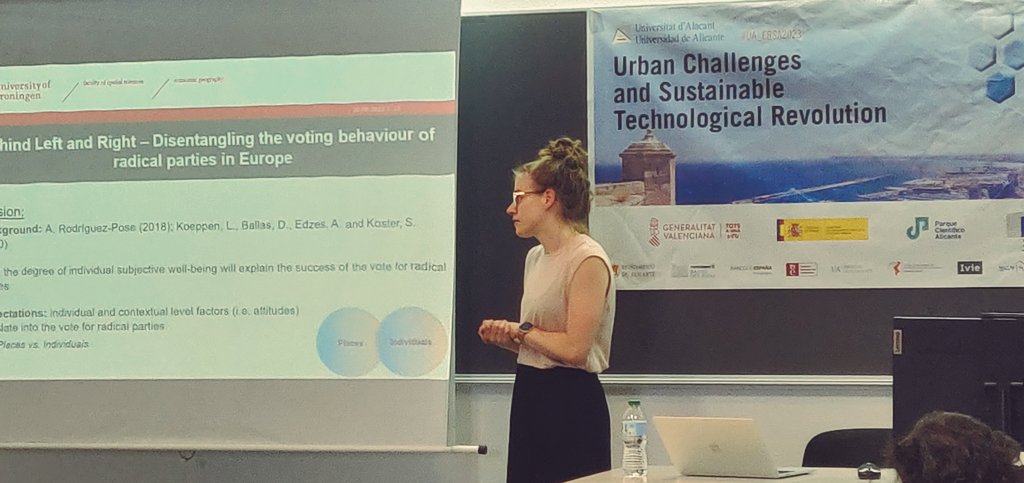 Subjective well-being is a powerful driver of #radical and anti-system #vote.
Very nice presentation by Luise Köppen at #ERSA2023 on the individual and territorial factors behind #discontent.