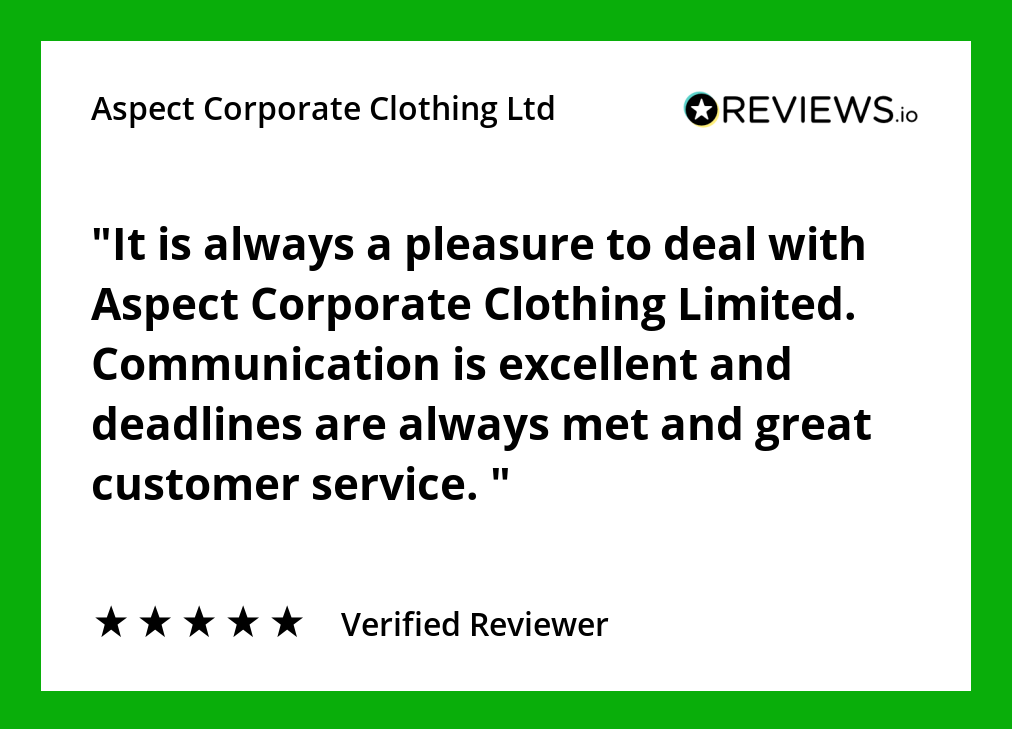 AspectClothing's tweet photo. Grateful to this longstanding customer for a lovely 5 star review. Is this how you feel about your workwear supplier? https://t.co/i4WrIMBKio