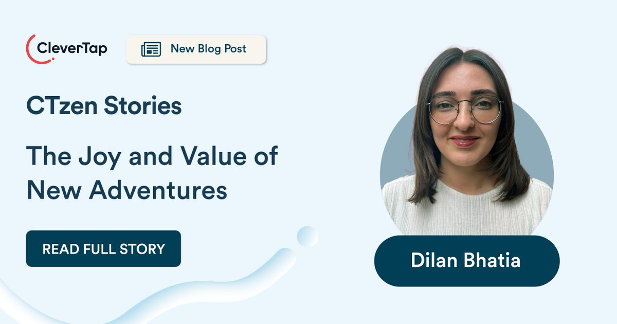 CleverTap's tweet photo. Embark on a journey of self-discovery with our Dubai-based Account Executive - @dilancaglar's inspiring tale. Read here to explore her transformative journey towards embracing change and realizing her full potential: https://t.co/VEngGzXcxB 🌍✨
#CTzen #LifeAtCleverTap https://t.co/jEZ7fcXKam