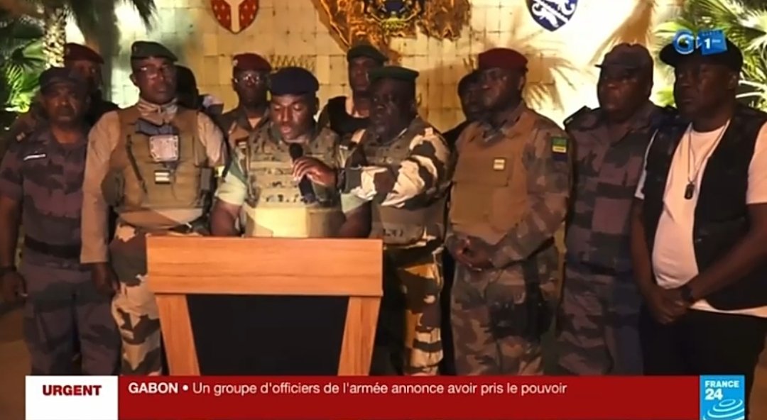 john_wickot's tweet photo. Coup d'État Militaire au #Gabon: Mon analyse va dans le sens qu'ayant constaté que ALI B. devenu amorphe, je crains que la @FRANCE24 ne soit derrière les pushistes tôt ou tard afin de récupérer la situation qui semblait se perdre après l'élection de Albert O. @RFI @GabonEgalite https://t.co/GZ1VZCWtGZ