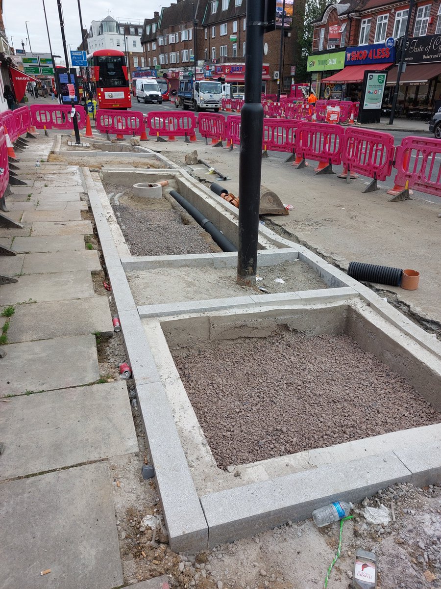 The first of our series of rain gardens on Green Lanes are almost complete! These will be getting planted up in the next few weeks 🌱 Exciting to see the scheme progress... we're sure it's going to improve this popular Enfield high street! 💚 #urbangreening