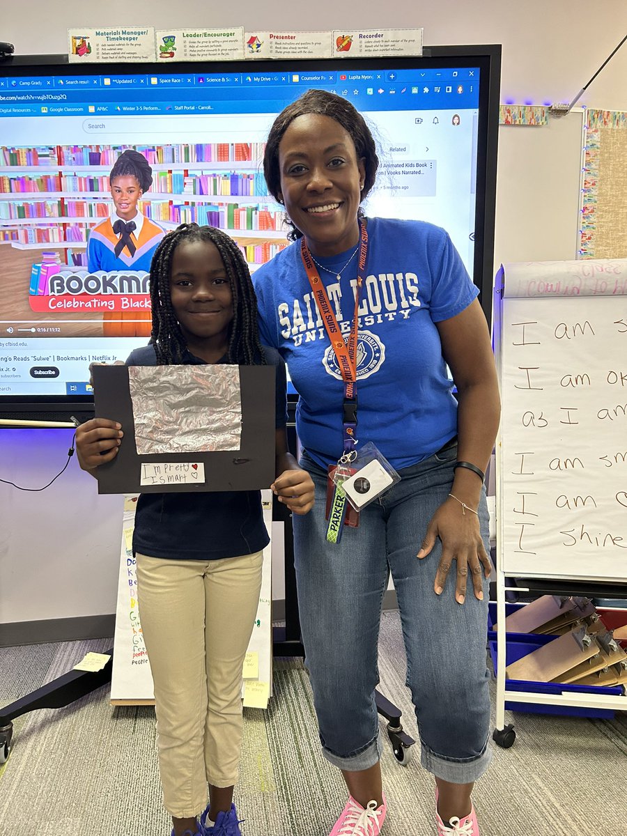 Our fabulous counselor works hard at instilling confidence through positive affirmations and encouraging empathy with our Landry Longhorns 🤘🏼💙💚 <a href="/LandryLonghorns/">Tom Landry Elementary School</a> <a href="/Cockerhame/">Eric Cockerham</a> <a href="/TolliverAP/">Whitney Tolliver</a> <a href="/CFBISD/">Carrollton-Farmers Branch ISD</a>