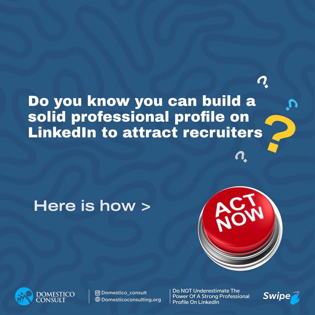 Domesticonsult's tweet photo. Tech enthusiasts get in here!
Don't just focus on getting a job, why don't you also focus on building yourself digitally? Especially on LinkedIn!
We have provided ways to use your LinkedIn account to its best capacity! Follow these steps!
#domesticoconsult #techies #techpros https://t.co/jUBOkt6hwl