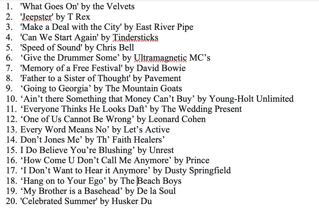 don't usually do these, but inspired by <a href="/aweissman/">Andy Weissman</a>'s extraordinary list.