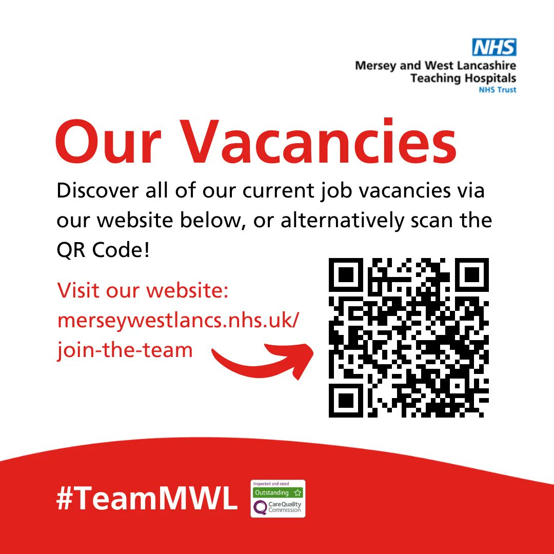 📣 Apply now for all our of vacancies!

❤️ Visit the website below to discover vacancies from St Helens, Whiston &amp; Newton, and Southport &amp; Ormskirk. 

✅ Click here: buff.ly/45R6dU6 

#TeamMWL #WeAreTheNHS