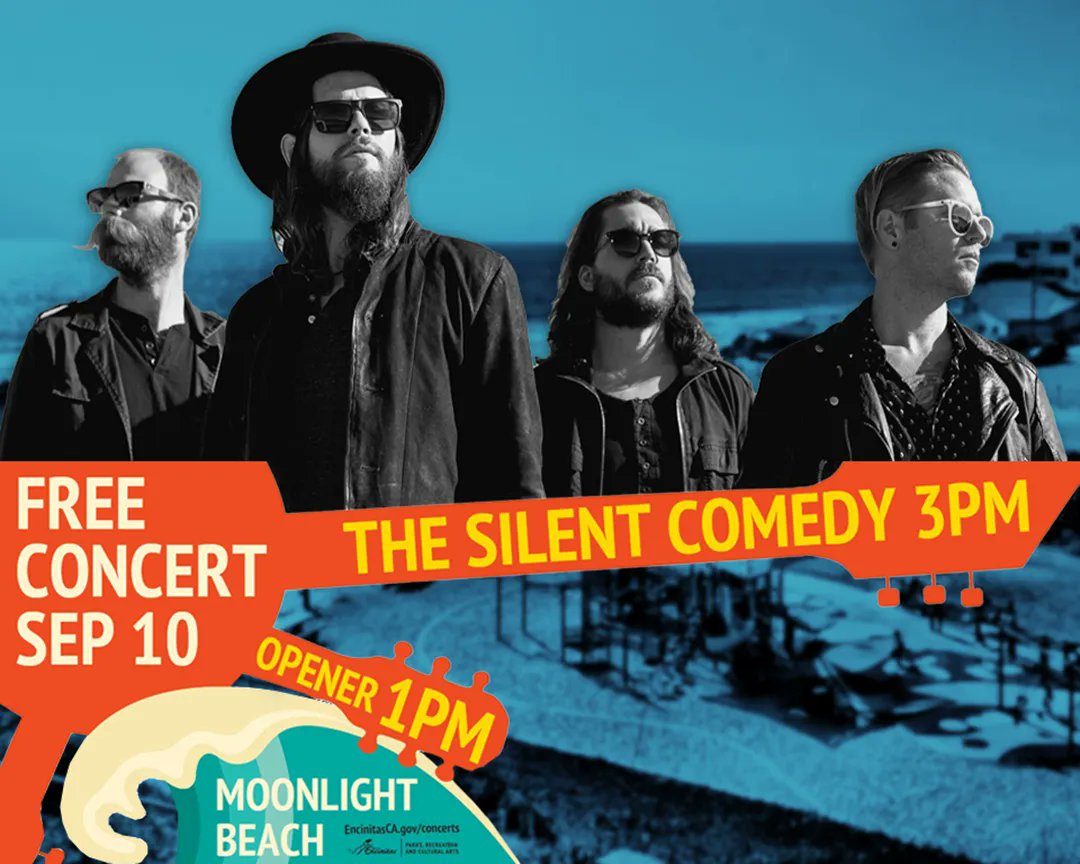 _SilentComedy's tweet image. We can't wait to get back to Moonlight Beach in Encinitas for a FREE, ALL AGES show on September 10th! This is going to be a beautiful beach day, so bring the whole family!

More info here: buff.ly/31HCxgo 

#TheSilentComedy #CityOfEncinitas #MoonlightBeach #SanDiegoMusic