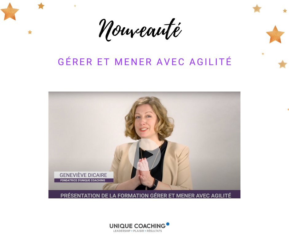 Découvrez la version bonifiée de « Gérer et mener». Cette auto-formation, dorénavant nommée « Gérer et mener avec agilité » est disponible en ligne et en asynchrone. Cliquez ici pour tous les détails : unique-coaching.didacte.com/a/course/4094/…