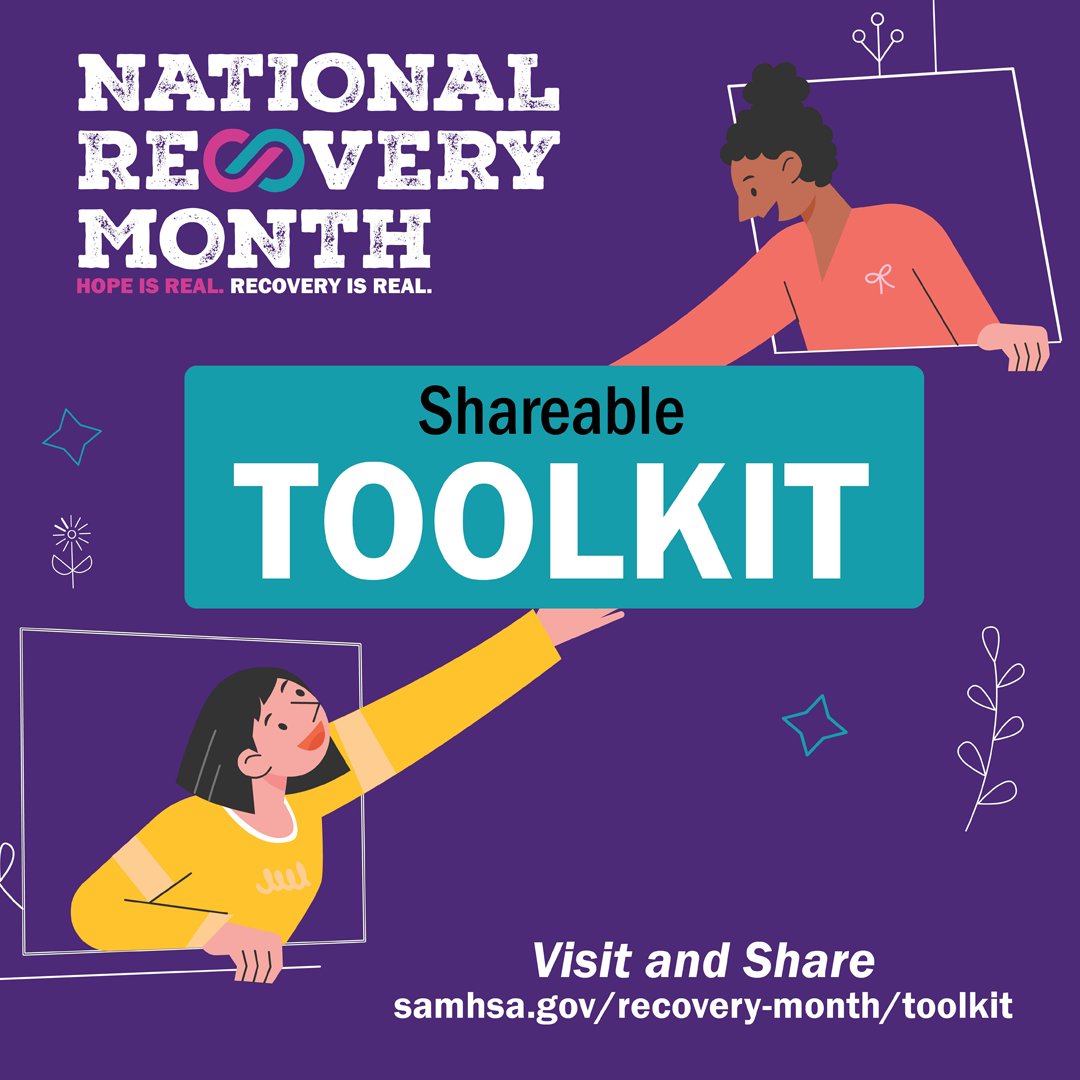 samhsagov's tweet photo. September is #RecoveryMonth. 
Help spread the word that #RecoveryIsPossible. Visit SAMHSA’s National Recovery Month Toolkit for social media content, educational resources, promotional materials, and more. https://t.co/hPmImsxOga #OverdoseAwareness https://t.co/Xt8lMxPmoA