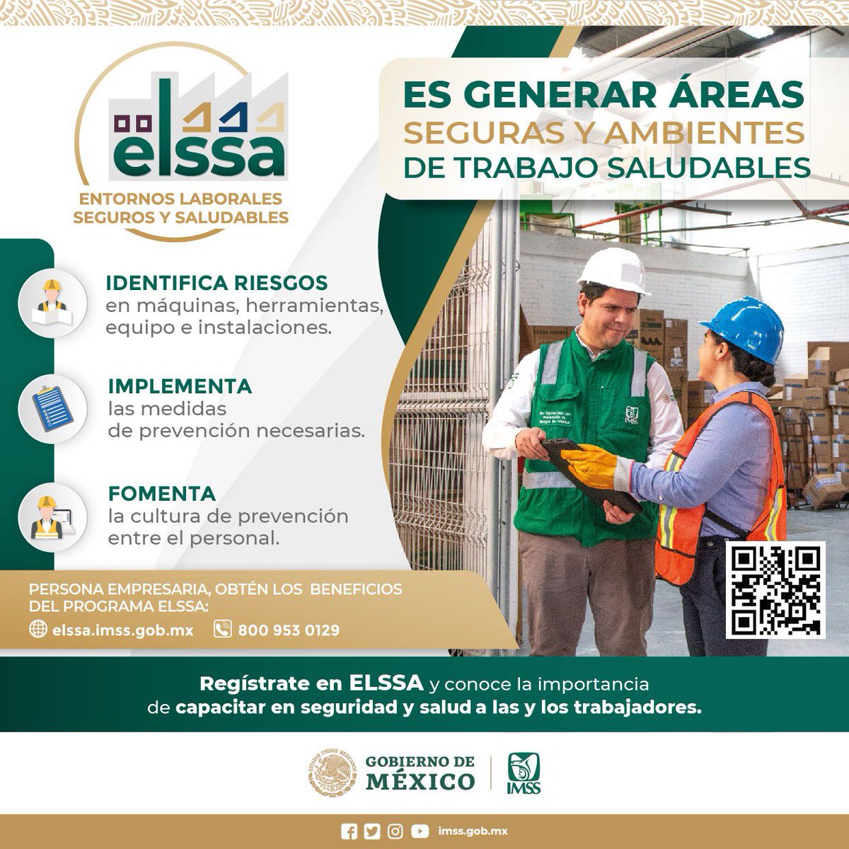 Tu_IMSSDgo's tweet photo. #ELSAA 👷🏻♀️👷🏼
Entornos laborales seguros y saludables, genera áreas seguras y ambientes de trabajos saludables.
✔️Identifica riesgos.
✔️Implementa medidas de prevención.
✔️Fomenta la cultura de prevención entre el personal. https://t.co/Ia8zQ9iKUV