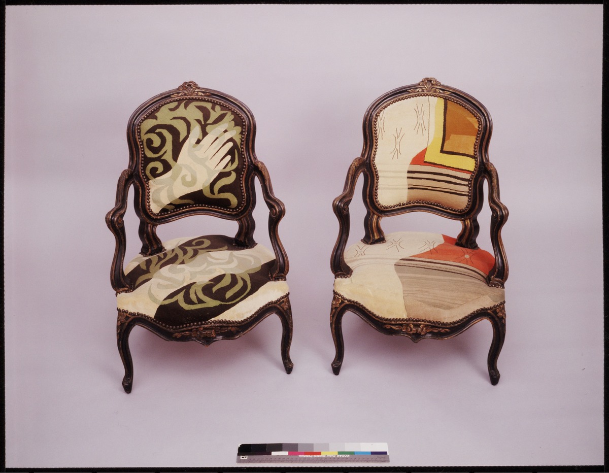Two classically styled children's armchairs upholstered with petit point sewn by Alice B. Toklas over designs by Pablo Picasso bit.ly/3hEZowk
From: Gertrude Stein and Alice B. Toklas papers bit.ly/3hEZowk
