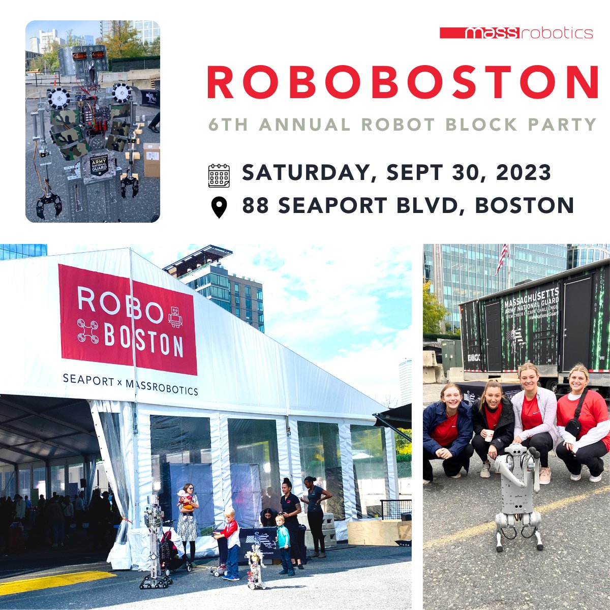 Free and Open to the public ✨Come join us at RoboBoston: Saturday, Sept 30 👏 Register here >> eventbrite.com/e/roboboston-6… #free #seaport @seaportbos #party #weekend #family Sponsored by @Walmart @EF @MITREcorp