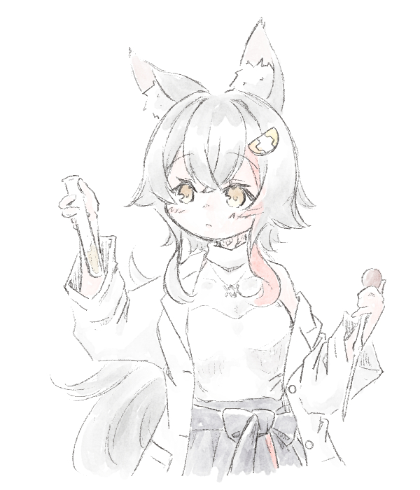 大神ミオ 「なるほど…白衣みおーん…#みおーん絵 」|鶏ぽんのイラスト