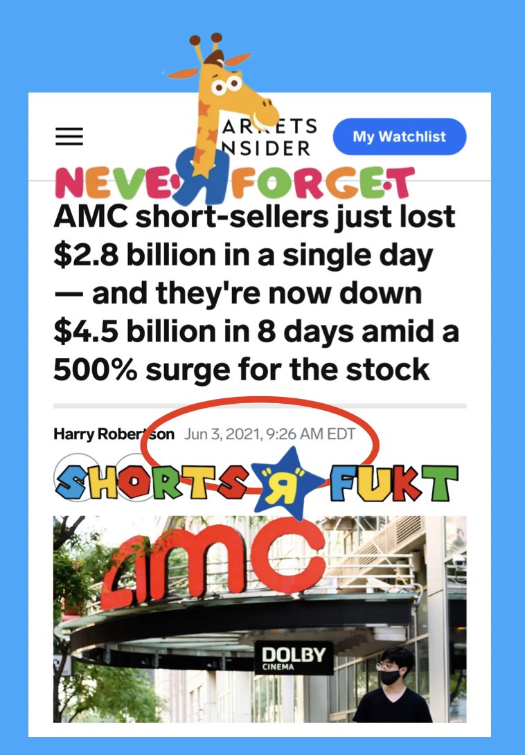 hippie_funny's tweet photo. 6-3-2021 was probably the last day that mainstream media screwed up & reported on $AMC short sellers actual losses
Imagine how bad of a beating they have actually taken since then #AMC #AMCFTDs #ShortsRFukt #CitadelScandal #ApesWinning #HedgiesGettingWedgies https://t.co/VSwDtv3rCz