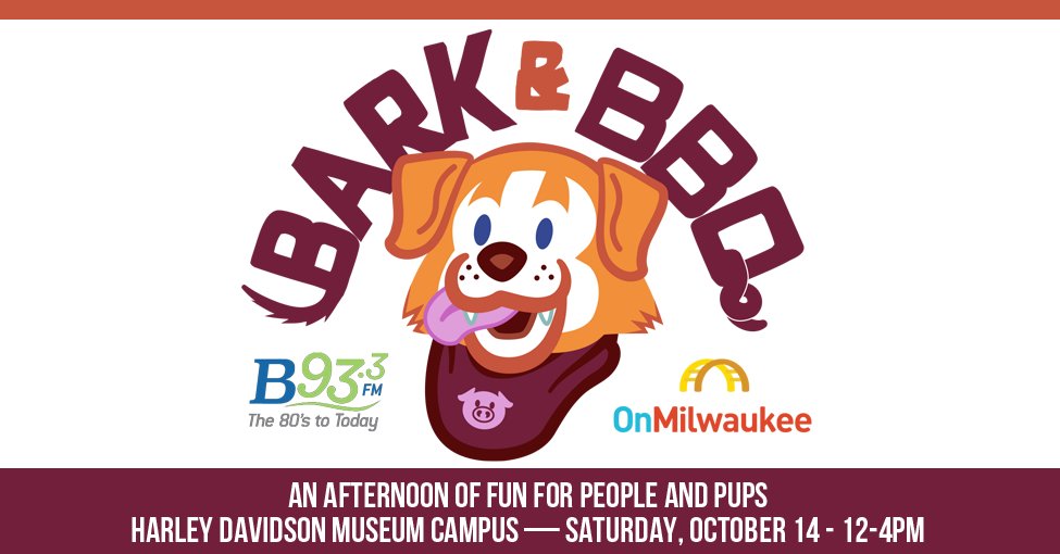 B93.3 &amp; <a href="/onmilwaukee/">OnMilwaukee</a>  invite you to Bark &amp; BBQ at the @hdmuseum! A FREE day of BBQ trucks, vendors &amp; pet activities.
$35 VIB tickets include entry at 11 am, appetizers, a free drink from <a href="/TitosVodka/">TitosVodka</a>, dog treats from CBDelicacy!
Benefits <a href="/FriendsofMADACC/">Friends of MADACC</a>
milwaukeebarkandbbq.com