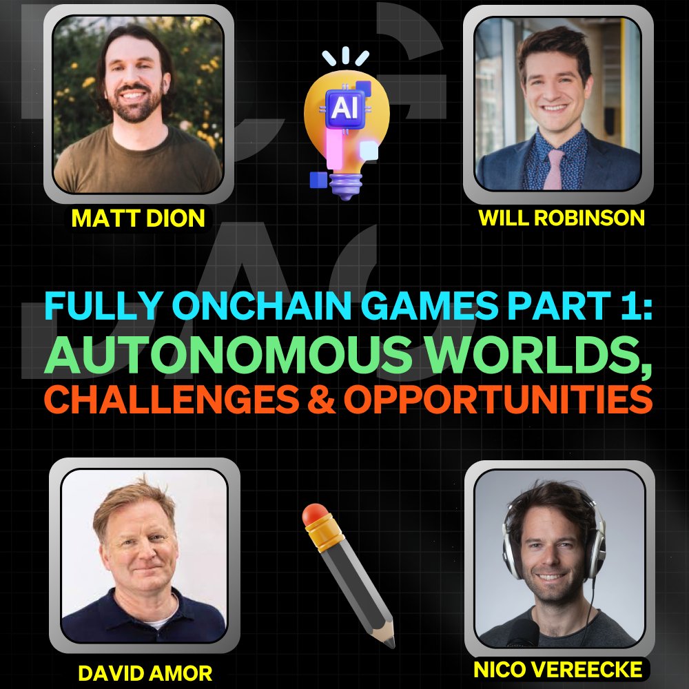 FOGDAO's tweet photo. 🚀 FOGcast #54: Unpacking Onchain Games &amp; Autonomous Worlds 🎮🌐 Join @NicoVereecke of @BitkraftVC , @damor_eth from @PlaymintUK, @mdion_games of Dark Tunnels, &amp; @DangerWillRobin from @AllianceDAO discussing Web3 gaming. #FOGcast #BlockchainGaming https://t.co/vD3XMrBJK8