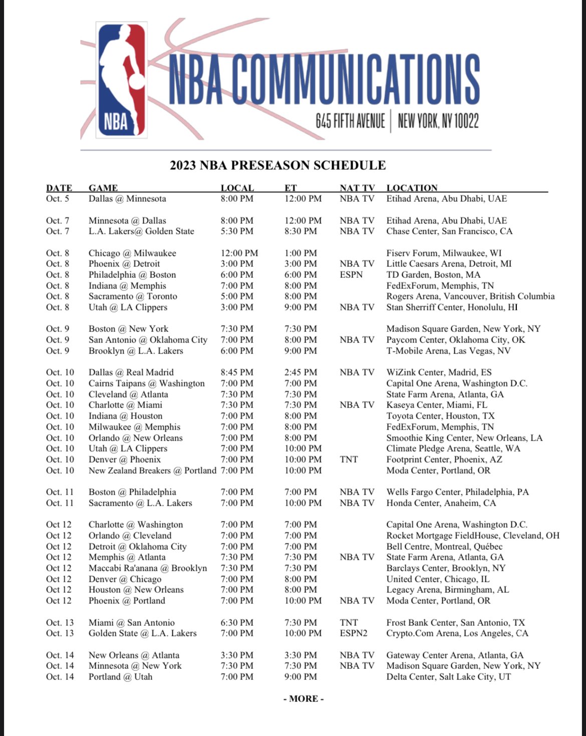 Pre sale season nba