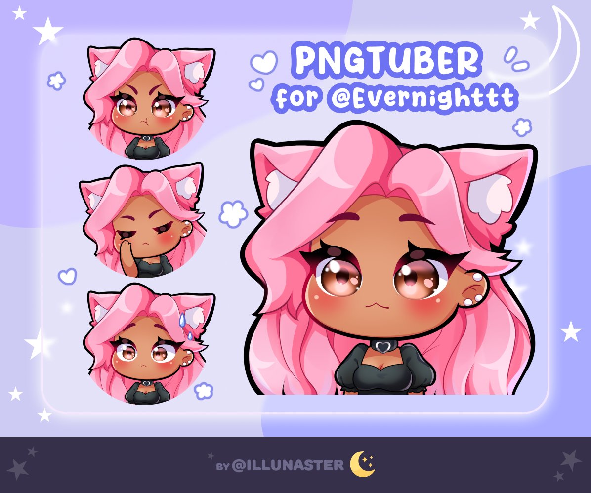 Chibi PNGTuber commission for <a href="/Evernighttt/">♌EverNight w/3 T's</a> 💖
thank you so much for your trust!!! ✨

#twitchemoteartist #twitchemotes #animatedemotes #emote #emoteartist #twitch #Commission #commissionsopen #twitchalerts #alert #pngtuber #Vtuber #Chibi