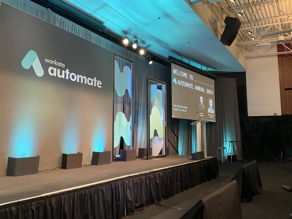 ⁦@Workato⁩ #Automate2023 is ready to kick off!

⁦@vijaytella⁩ and Gautham Wiswanathan are about to get started with the opening keynote!