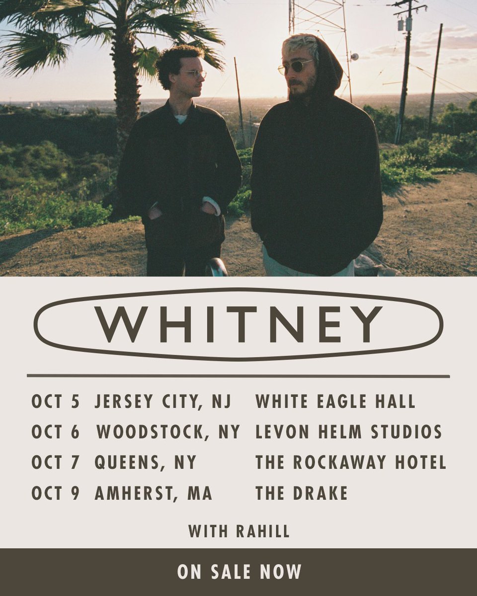 Whitney (@whitneytheband) on Twitter photo Tickets are on sale now for our East Coast tour with <a href="/Radiorahill/">Rahill Jamalifard</a>! Hope to see you there: 10atoms.com/WhitneyTour 💜
📸 <a href="/danieltopete2/">Daniel Topete</a> Tickets are on sale now for our East Coast tour with <a href="/Radiorahill/">Rahill Jamalifard</a>! Hope to see you there: 10atoms.com/WhitneyTour 💜
📸 <a href="/danieltopete2/">Daniel Topete</a>