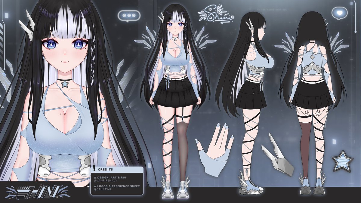 shiniVtuber's tweet photo. ⋆。°⭐️ REFERENCE SHEET ⭐️°。⋆
Cyber girl from another world....
────── ⋆⋅☆⋅⋆ ─────
🎨: #ShiniArts • arts, fanart
🔞: #ShiniSUS • +18 things
💙: #ShiniLive • clips and other things
────── ⋆⋅☆⋅⋆ ─────
「 #Live2D #Vtuber #VtubersUprising 」