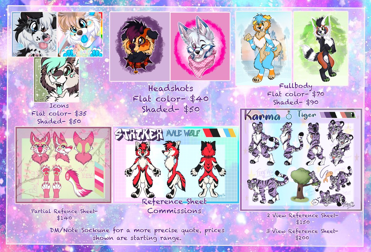 Sockune's tweet image. ✨Sockune Art Commission Price Guide✨

If you’re interested in anything that’s not listed feel free to ask or DM!
DMs are open for all questions and commission inquiries. 💕

RTs/Replies/Sharing is always extremely appreciated.💖