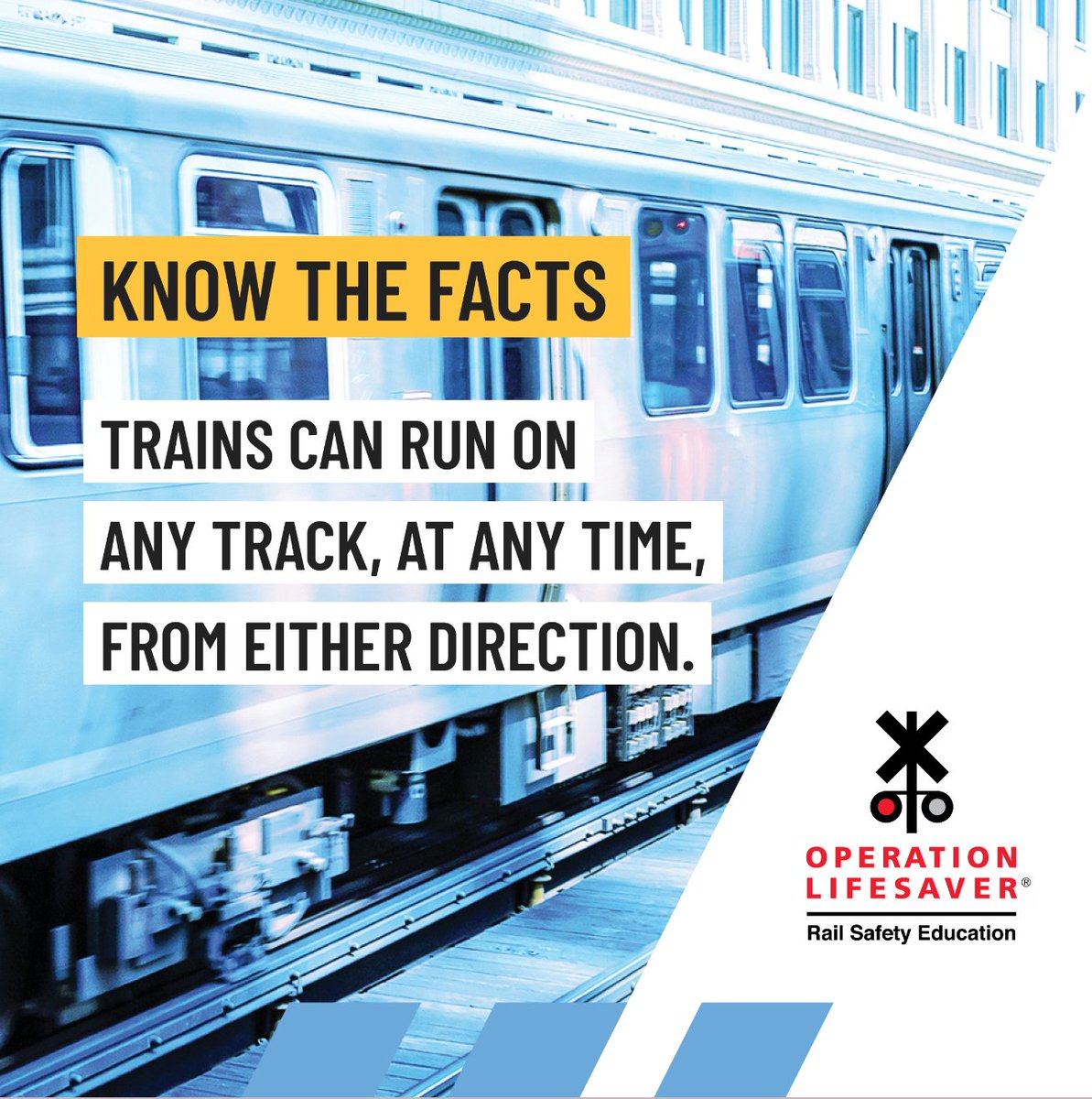 Are you a #Transit or #PassengerRail rider? Always stay alert around railroad tracks and trains. Check out these #RailSafety materials in English and Spanish! 
bit.ly/3pjoib9
#SeeTracksThinkTrain 
#STOPTrackTragedies