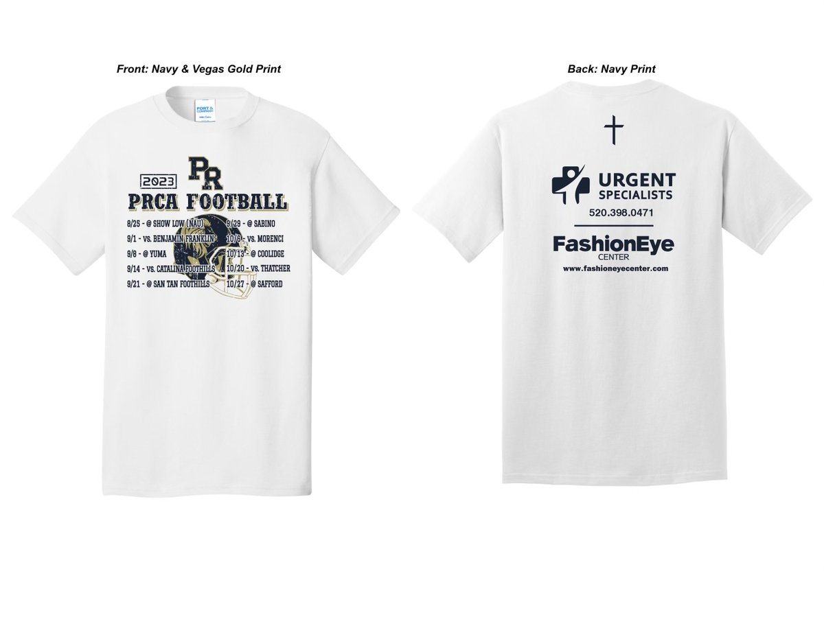 PRCAFootball's tweet image. 🚨Come on out to support your 2023 PRCA Lions as they face the @BFHSathletics for their home opener this Friday September 1st -7pm Kickoff. First 350 fans will receive a free shirt sponsored by Urgent Specialist and Fashion Eye Center! #ForHim #Believe ✝️🦁🏈