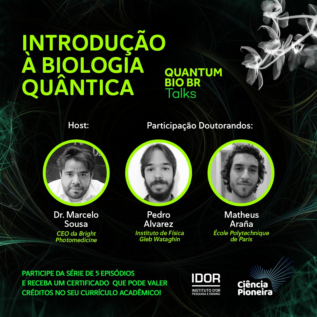 cienciapioneira's tweet photo. 🧬 4º Episódio: #QuantumBio no Corpo Humano
Vem explorar com Francisco Laurindo, Guilherme Brockington e Jorge Moll Neto o mundo da #BiologiaQuântica e como ela influencia o funcionamento do organismo humano.
Inscreva-se: https://t.co/LbpUP2hrJ3
#CiênciaPioneira #Ciência https://t.co/cNqHvyftRQ