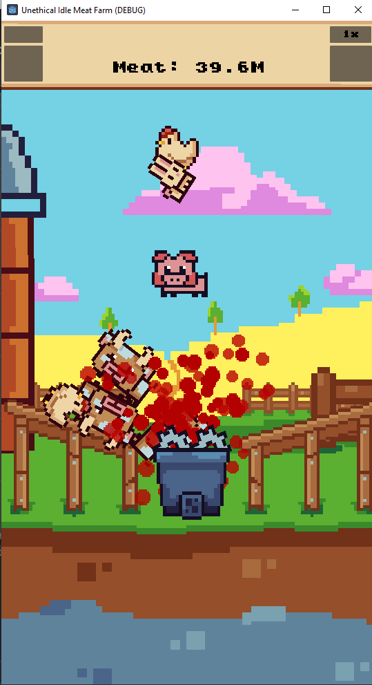 JamiieDev's tweet photo. Adding blood to my silly goofy #GodotEngine clicker wasnt the best idea https://t.co/YPgYFD8f0B