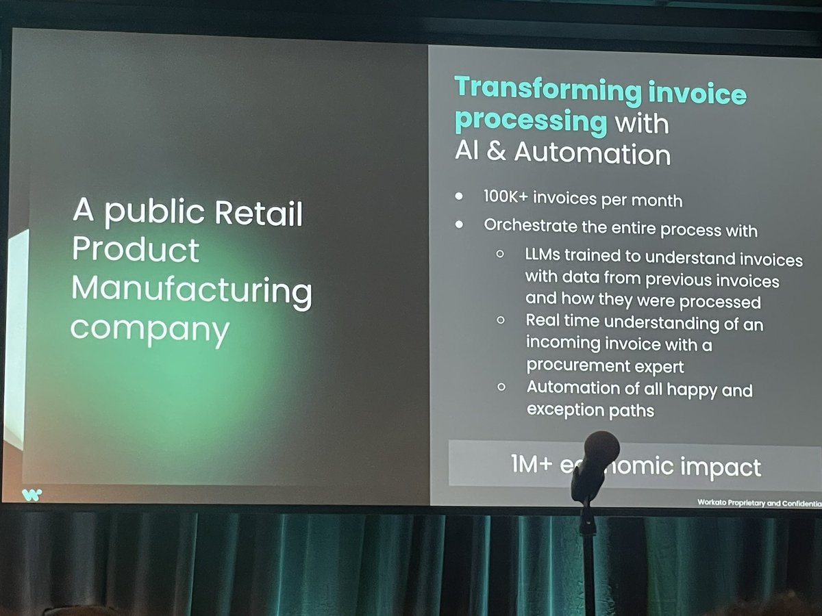chrishaleua's tweet image. LLM and AI can process hundreds of thousands of invoices to save countless work hours and millions of dollars every year. #WorkatoAutomate