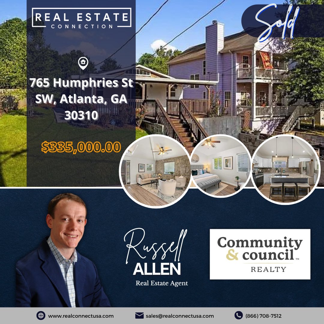 🔑 SOLD:
765 Humphries St SW, Atlanta, GA 30310 

🔹 Huge congrats to an amazing and hardworking REC Star agent Russell Allen for helping our mutual client find this beautiful property. 🤩

#RealEstateConnectionUSA ✨ #CommunityandCouncilRealty 🏡 #SOLD 🔑 #GAproperties 🤩
