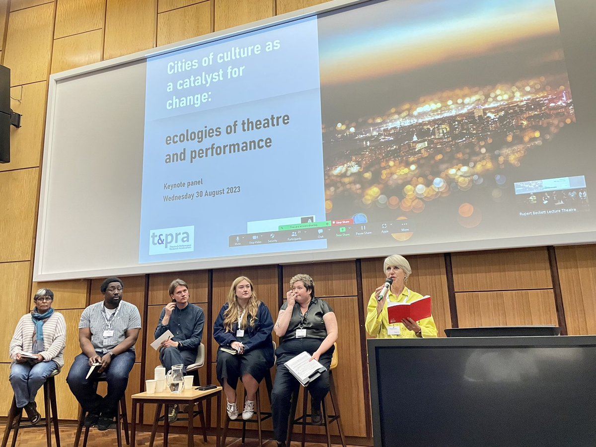 LiamJarvis's tweet photo. Some urgent &amp; refreshingly unfiltered provocations from the collective Keynote panel @TaPRA_; ‘how do we manage risk &amp; failure’ against the backdrop of the wider devaluation of culture? @EmmaMcDoofus @DeLittle_ @kullyLeeds2023 @dermot_daly @riomatchett #TaPRA23 #TaPRA2023 https://t.co/Et3PotUeQX