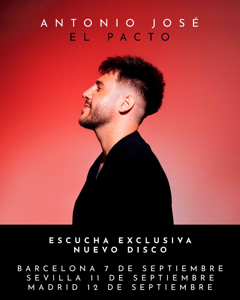 Quiero compartir con vosotros familia una escucha presencial en exclusiva y limitada antes del lanzamiento. Apuntaros aquí 
AntonioJose.lnk.to/ajelee