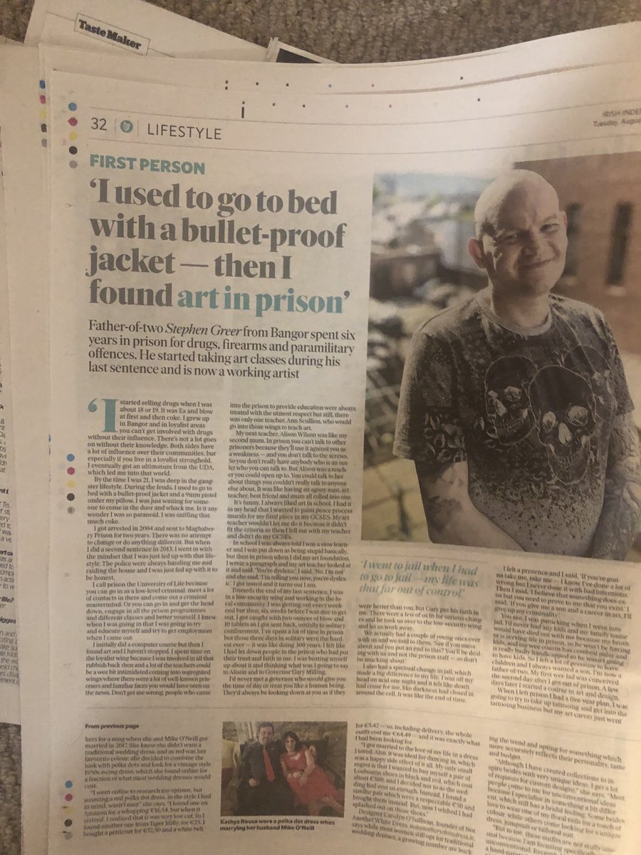 Thanks to ⁦@Independent_ie⁩ for promoting Art Behind Bars - pls tune in 7.30pm this Friday ⁦@BBC⁩ one