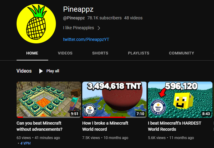 PineappzYT's tweet photo. Pineappz is back https://t.co/UhQbu2VY5M