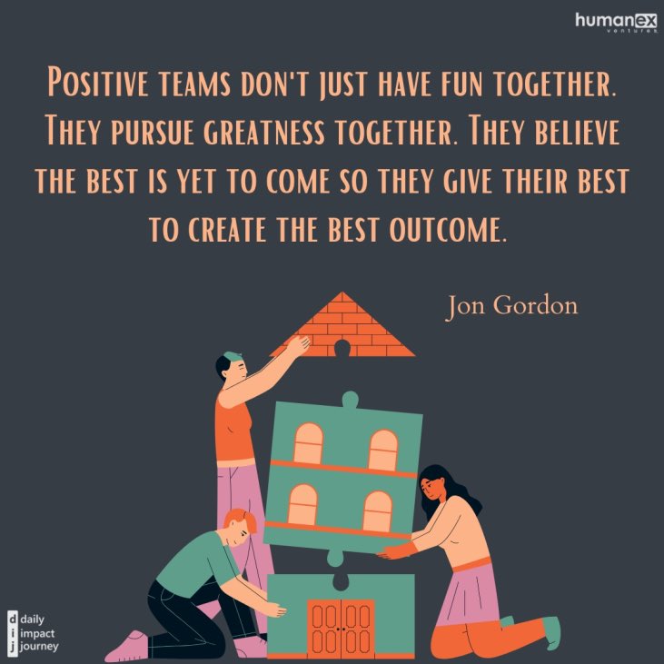 What can you do today to bring your team to a higher level of pursued greatness? @JonGordon11 #dij #greatness #team #bettertogether #positivity