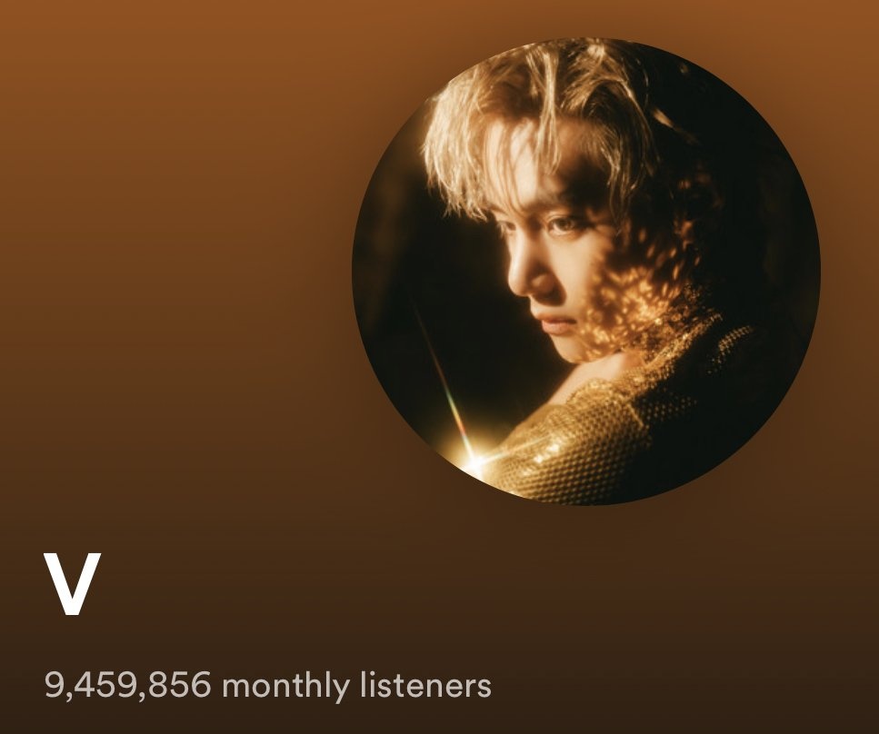 Tae_Singapore's tweet photo. V reaches a new peak of 9,459,856 (+224,332) monthly listeners on Spotify‼️ https://t.co/LLyGnGeSyb