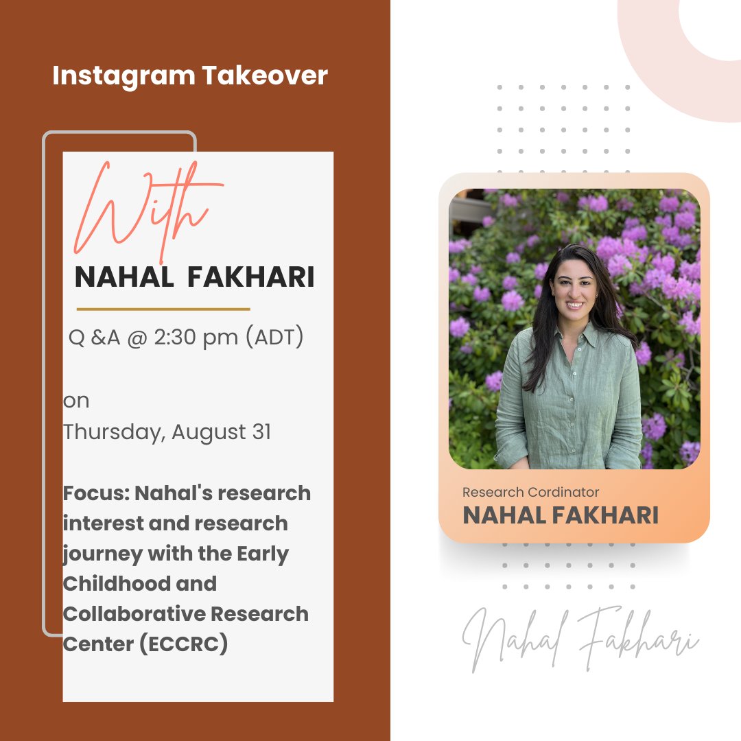 eccrc_msvu's tweet photo. Guess what? Before our team member Nahal joined the Early Childhood field, she was a Chemical Engineer! Watch our Instagram page @eccrc_msvu as she shares her story, passions and transitions with us all tomorrow at 2:30 pm (ADT). We can't wait to share!
#ECCRC #earlychildhood https://t.co/3owsuzJv2k