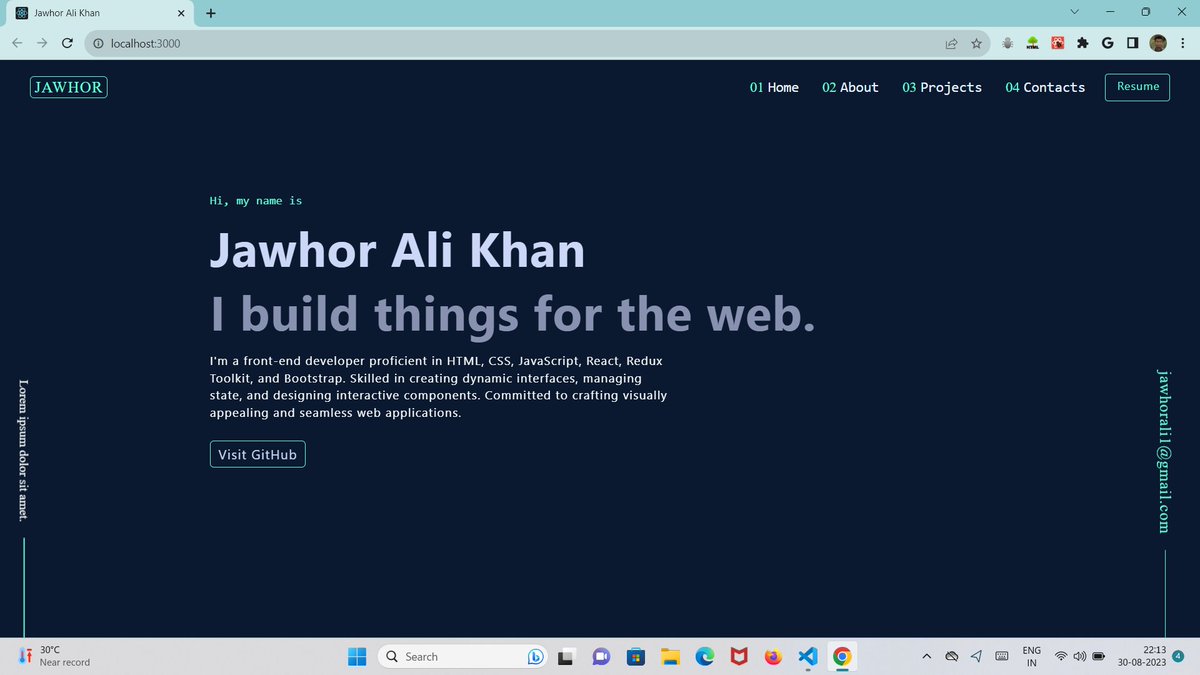 _iijawhor_'s tweet image. Day 85-87 of #100DaysOfCode
Building a polished portfolio website to display my skills &amp;amp; projects. Also, diving into #ReduxToolkit for efficient state management. Excited to level up my dev skills!
#reactjs #javascript