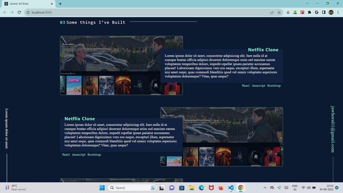 _iijawhor_'s tweet image. Day 85-87 of #100DaysOfCode
Building a polished portfolio website to display my skills &amp;amp; projects. Also, diving into #ReduxToolkit for efficient state management. Excited to level up my dev skills!
#reactjs #javascript