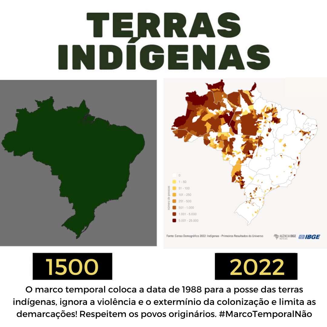 PerifaLAB's tweet image. ❌ NÃO AO MARCO TEMPORAL! Hoje é um dia histórico para todos os povos indígenas do Brasil. @STF_Oficial diga #MarcoTemporalNão.
