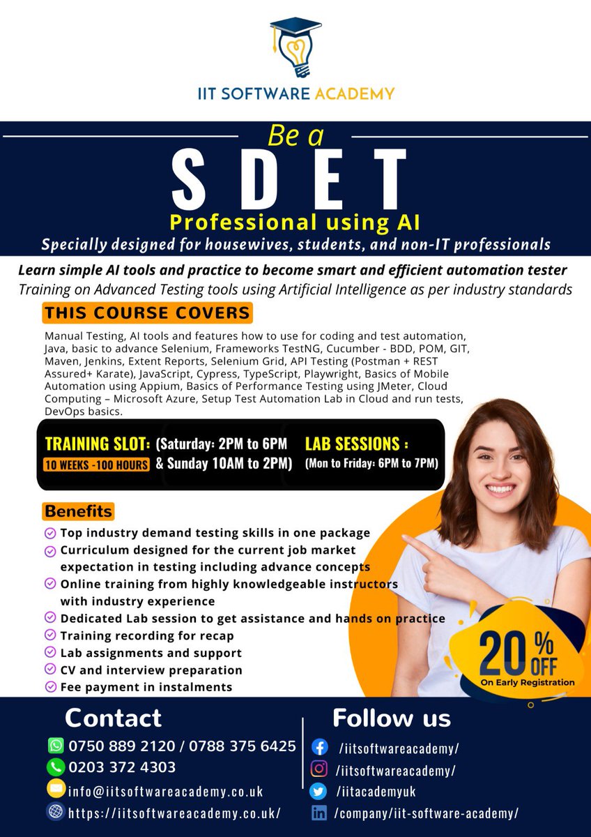iitacademyuk's tweet image. IT Training London SDET #AI #Training #SoftwareCourse