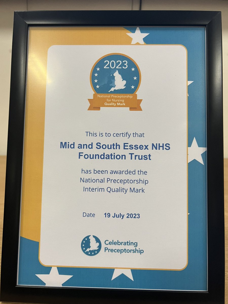 So proud of the team @Lizsum65 @OlusolaOdubanj2 for being awarded The National Preceptorship Interim Quality Mark! @MSEHospitals Thank you @catherinemorg3 and @cubitt_debbie for coming to present it. Fantastic for our nurses & really positive feedback 👍@M_J_Hopkins