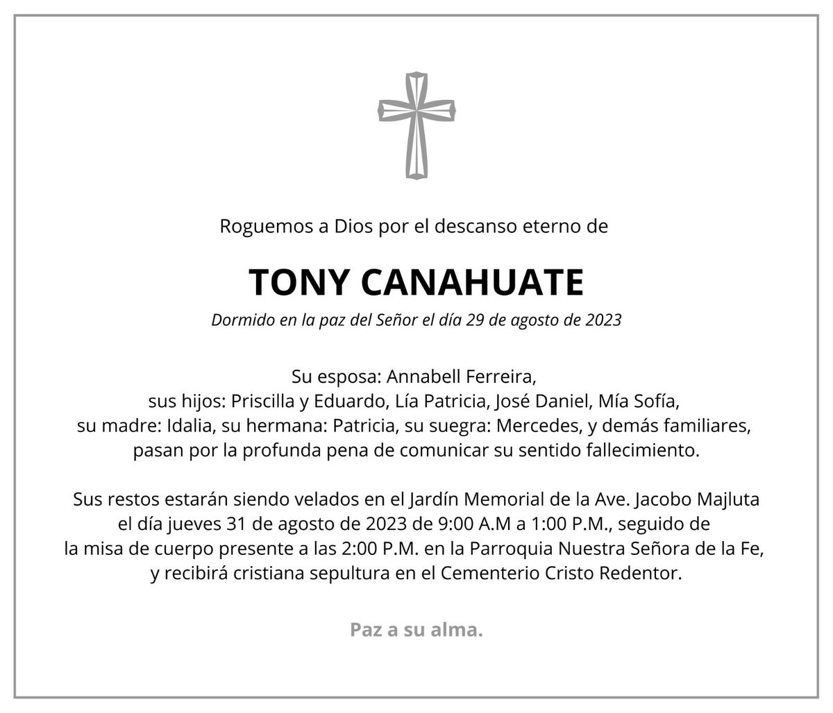 emaus_sd's tweet photo. Detalles de las honras fúnebres de nuestro hermano Tony Canahuate a partir de este jueves.

Pedimos a los hermanos de Emaús asistir con su polo oficial para despedir a nuestro querido Tony.

Silencio y Paz. https://t.co/casBj6lRKE