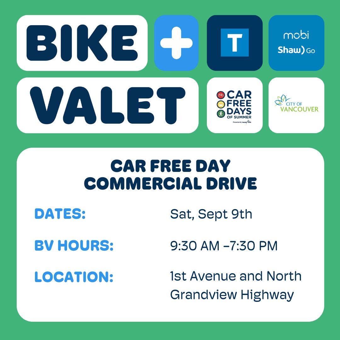 After all the love we got from the Free 30 Day Passes during Pride, our partners <a href="/mobi_bikes/">Mobi by Rogers</a>  are bringing it back for Car Free Day on Commercial Drive. 🚴‍♀️

Already have your own bike? Ride down to the event and our free bike valet service can take care of the rest!
#carfreeyvr